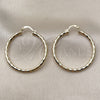 Oro Laminado Medium Hoop, Gold Filled Style Hollow Design, Diamond Cutting Finish, Golden Finish, 02.213.0252.40