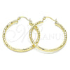 Oro Laminado Medium Hoop, Gold Filled Style Hollow Design, Diamond Cutting Finish, Golden Finish, 02.213.0252.40