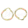 Oro Laminado Medium Hoop, Gold Filled Style Diamond Cutting Finish, Tricolor, 02.213.0254.30