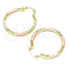 Oro Laminado Medium Hoop, Gold Filled Style Diamond Cutting Finish, Tricolor, 02.213.0254.30
