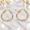 Oro Laminado Medium Hoop, Gold Filled Style Diamond Cutting Finish, Tricolor, 02.213.0254.30