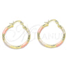 Oro Laminado Medium Hoop, Gold Filled Style Diamond Cutting Finish, Tricolor, 02.213.0254.30