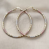 Oro Laminado Large Hoop, Gold Filled Style Hollow Design, Diamond Cutting Finish, Tricolor, 02.213.0252.1.60