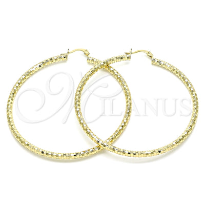 Oro Laminado Large Hoop, Gold Filled Style Diamond Cutting Finish, Golden Finish, 02.213.0252.60