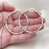Oro Laminado Large Hoop, Gold Filled Style Hollow Design, Diamond Cutting Finish, Tricolor, 02.213.0254.50