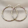 Oro Laminado Large Hoop, Gold Filled Style Hollow Design, Diamond Cutting Finish, Tricolor, 02.213.0254.50