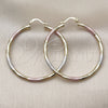Oro Laminado Large Hoop, Gold Filled Style Hollow Design, Diamond Cutting Finish, Tricolor, 02.213.0254.50