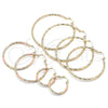 Oro Laminado Large Hoop, Gold Filled Style Hollow Design, Diamond Cutting Finish, Tricolor, 02.213.0254.50