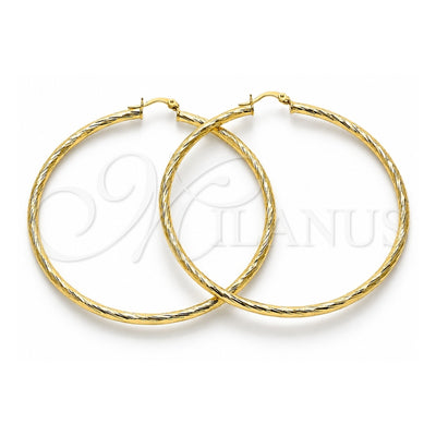 Oro Laminado Extra Large Hoop, Gold Filled Style Diamond Cutting Finish, Golden Finish, 02.213.0254.1.70