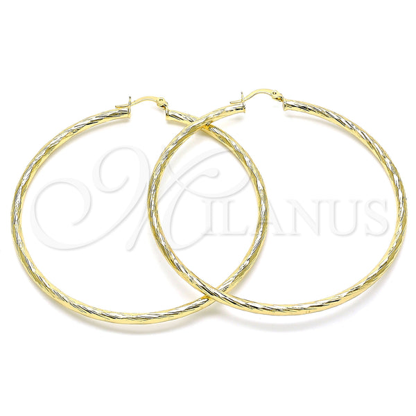 Gold Filled Hoop Earrings — Extra Large Hoop Diamond Cutting 02. — main product view — SKU 143903 | Oro Laminado aretes de aro — Extra Large Hoop Diamond Cutting 02. — SKU 143903