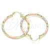 Oro Laminado Medium Hoop, Gold Filled Style Diamond Cutting Finish, Tricolor, 02.213.0255.40