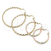 Oro Laminado Medium Hoop, Gold Filled Style Diamond Cutting Finish, Tricolor, 02.213.0255.40