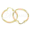 Oro Laminado Medium Hoop, Gold Filled Style Diamond Cutting Finish, Tricolor, 02.213.0257.40