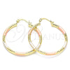 Oro Laminado Medium Hoop, Gold Filled Style Diamond Cutting Finish, Tricolor, 02.213.0257.40