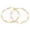 Oro Laminado Large Hoop, Gold Filled Style Diamond Cutting Finish, Tricolor, 02.213.0258.1.60