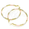 Oro Laminado Large Hoop, Gold Filled Style Diamond Cutting Finish, Tricolor, 02.213.0258.1.60