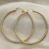 Oro Laminado Large Hoop, Gold Filled Style Diamond Cutting Finish, Tricolor, 02.213.0258.1.60