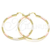 Oro Laminado Large Hoop, Gold Filled Style Diamond Cutting Finish, Tricolor, 02.213.0258.1.60