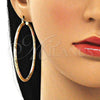 Oro Laminado Large Hoop, Gold Filled Style Hollow Design, Diamond Cutting Finish, Tricolor, 02.213.0259.60