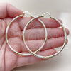 Oro Laminado Large Hoop, Gold Filled Style Hollow Design, Diamond Cutting Finish, Tricolor, 02.213.0259.60