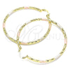 Oro Laminado Large Hoop, Gold Filled Style Hollow Design, Diamond Cutting Finish, Tricolor, 02.213.0259.60