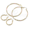 Oro Laminado Large Hoop, Gold Filled Style Hollow Design, Diamond Cutting Finish, Tricolor, 02.213.0259.60