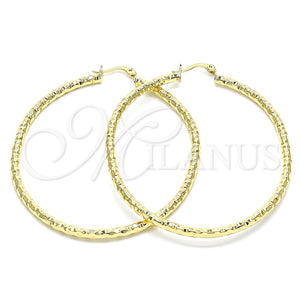 Gold Filled Hoop Earrings — Large Hoop Diamond Cutting 02. — main product view — SKU 143920 | Oro Laminado aretes de aro — Large Hoop Diamond Cutting 02. — SKU 143920