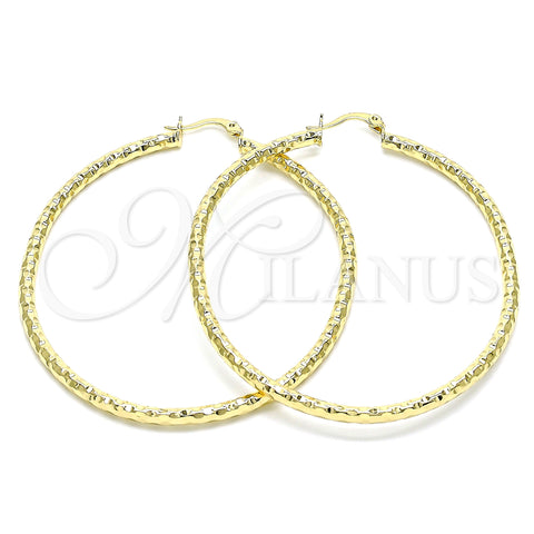 Oro Laminado Large Hoop, Gold Filled Style Diamond Cutting Finish, Golden Finish, 02.213.0263.60