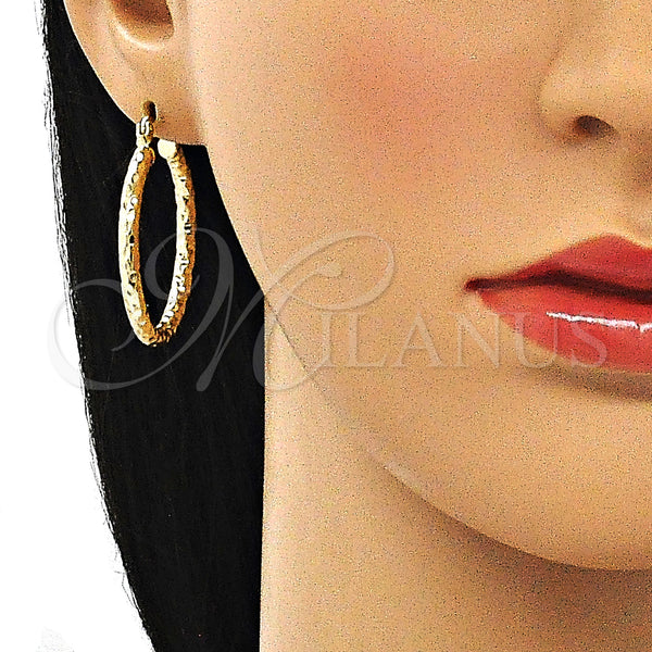 Gold Filled Hoop Earrings — Medium Hoop Diamond Cutting 02. — alternate product view — SKU 143921 | Oro Laminado aretes de aro — Medium Hoop Diamond Cutting 02. — SKU 143921