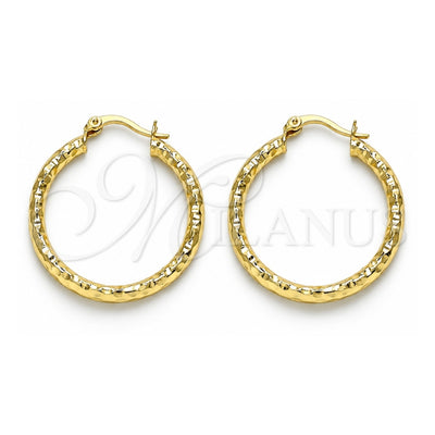 Oro Laminado Medium Hoop, Gold Filled Style Diamond Cutting Finish, Golden Finish, 02.213.0263.30
