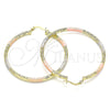 Oro Laminado Large Hoop, Gold Filled Style Diamond Cutting Finish, Tricolor, 02.213.0159.1.50