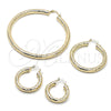 Oro Laminado Large Hoop, Gold Filled Style Hollow Design, Diamond Cutting Finish, Golden Finish, 02.170.0313.40