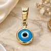 Oro Laminado Fancy Pendant, Gold Filled Style Evil Eye Design, Azul claro Resin Finish, Golden Finish, 05.63.1162.1