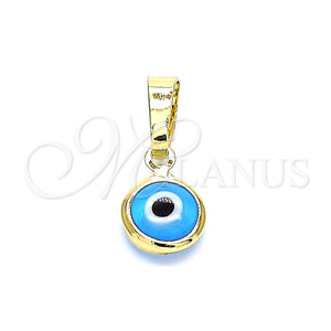 Gold Filled Pendant — Fancy Pendant Evil Eye Design Azul claro Resin — main product view — SKU 143929 | Oro Laminado dije — elegante Pendant Evil Eye diseño Azul claro Resin — SKU 143929