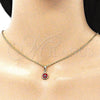 Oro Laminado Fancy Pendant, Gold Filled Style Evil Eye Design, Red Resin Finish, Golden Finish, 05.63.1162.2