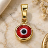 Oro Laminado Fancy Pendant, Gold Filled Style Evil Eye Design, Red Resin Finish, Golden Finish, 05.63.1162.2