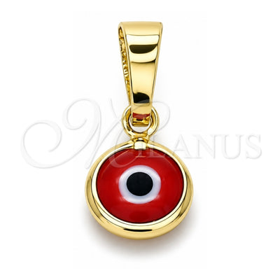 Oro Laminado Fancy Pendant, Gold Filled Style Evil Eye Design, Red Resin Finish, Golden Finish, 05.63.1162.2