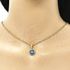 Oro Laminado Fancy Pendant, Gold Filled Style Evil Eye Design, Azul claro Resin Finish, Golden Finish, 05.63.1163.1