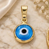 Oro Laminado Fancy Pendant, Gold Filled Style Evil Eye Design, Azul claro Resin Finish, Golden Finish, 05.63.1163.1