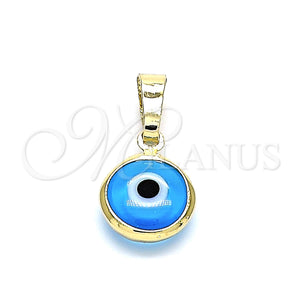 Gold Filled Pendant — Fancy Pendant Evil Eye Design Azul claro Resin — main product view — SKU 143932 | Oro Laminado dije — elegante Pendant Evil Eye diseño Azul claro Resin — SKU 143932
