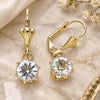 Oro Laminado Dangle Earring, Gold Filled Style with White Crystal, Polished, Golden Finish, 02.122.0112.5