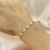 Oro Laminado Fancy Bracelet, Gold Filled Style Four-leaf Clover Design, White Enamel Finish, Golden Finish, 03.386.0009.07 (06 MM Thickness, 7 Inches Length)