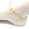 Oro Laminado Fancy Anklet, Gold Filled Style Four-leaf Clover Design, White Enamel Finish, Golden Finish, 03.386.0009.10 (06 MM Thickness, 10 Inches Length)