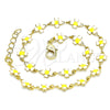 Oro Laminado Fancy Anklet, Gold Filled Style Four-leaf Clover Design, White Enamel Finish, Golden Finish, 03.386.0009.10 (06 MM Thickness, 10 Inches Length)
