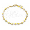 Oro Laminado Fancy Anklet, Gold Filled Style Four-leaf Clover Design, White Enamel Finish, Golden Finish, 03.386.0009.10 (06 MM Thickness, 10 Inches Length)