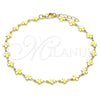 Oro Laminado Fancy Anklet, Gold Filled Style Four-leaf Clover Design, White Enamel Finish, Golden Finish, 03.386.0009.10 (06 MM Thickness, 10 Inches Length)