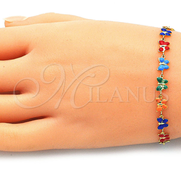 Gold Filled Bracelet — Fancy Bracelet Butterfly Design Multicolor Enamel 03. 06 — alternate product view — SKU 143942 | Oro Laminado brazalete — elegante Bracelet Butterfly diseño Multicolor Enamel 03. 06 — SKU 143942