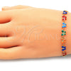 Oro Laminado Fancy Bracelet, Gold Filled Style Butterfly Design, Multicolor Enamel Finish, Golden Finish, 03.386.0010.07 (06 MM Thickness, 7 Inches Length)