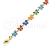 Oro Laminado Fancy Bracelet, Gold Filled Style Butterfly Design, Multicolor Enamel Finish, Golden Finish, 03.386.0010.07 (06 MM Thickness, 7 Inches Length)