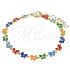 Oro Laminado Fancy Bracelet, Gold Filled Style Butterfly Design, Multicolor Enamel Finish, Golden Finish, 03.386.0010.07 (06 MM Thickness, 7 Inches Length)